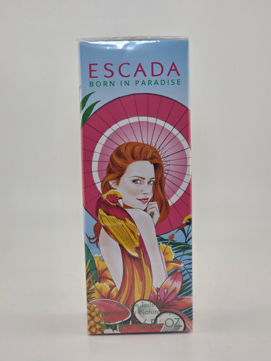 Escada Born in Paradise Eau de Toilette 50ml, limitiertes Parfum, farbenfrohes Design, Rarität