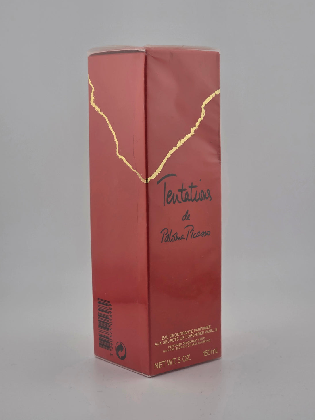 Paloma Picasso Tentations, Eau de Deodorante Parfumée, 150ml, Rarität, Vintage, rot-goldene Verpackung