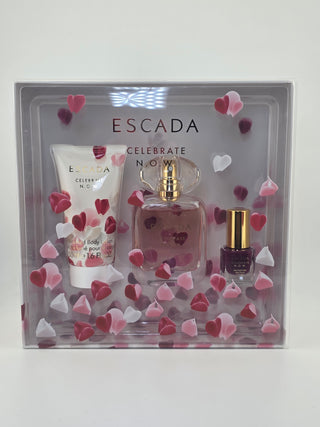 Escada Celebrate N.O.W. Geschenkset mit Eau de Parfum, Bodylotion 50ml, Miniatur, limitiert