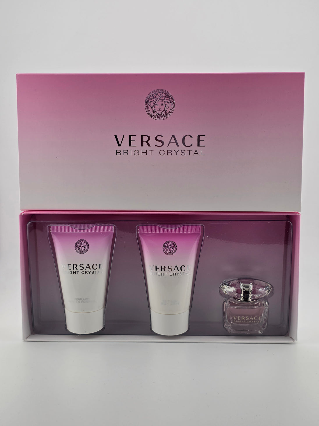 Versace Bright Crystal Geschenkset mit Miniatur Eau de Toilette, Creme, limitiert, Beauty-Rarität
