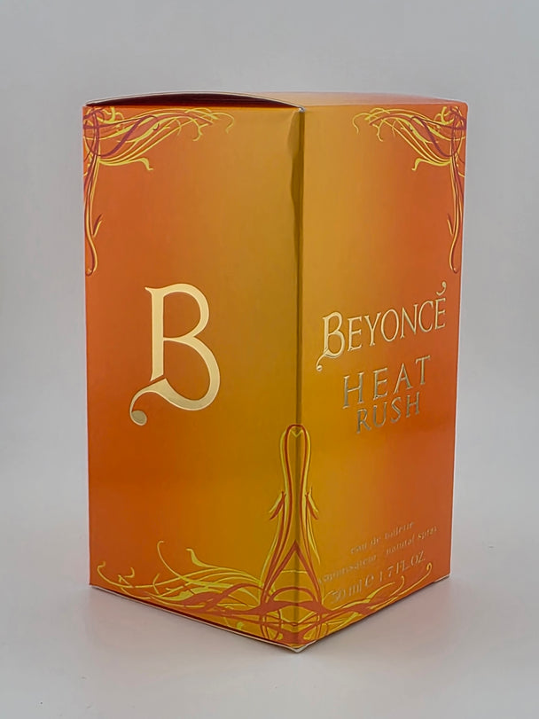 Beyoncé Heat Rush Eau de Toilette 50ml, Vintage Rarität in orangefarbener Verpackung mit goldenem Design