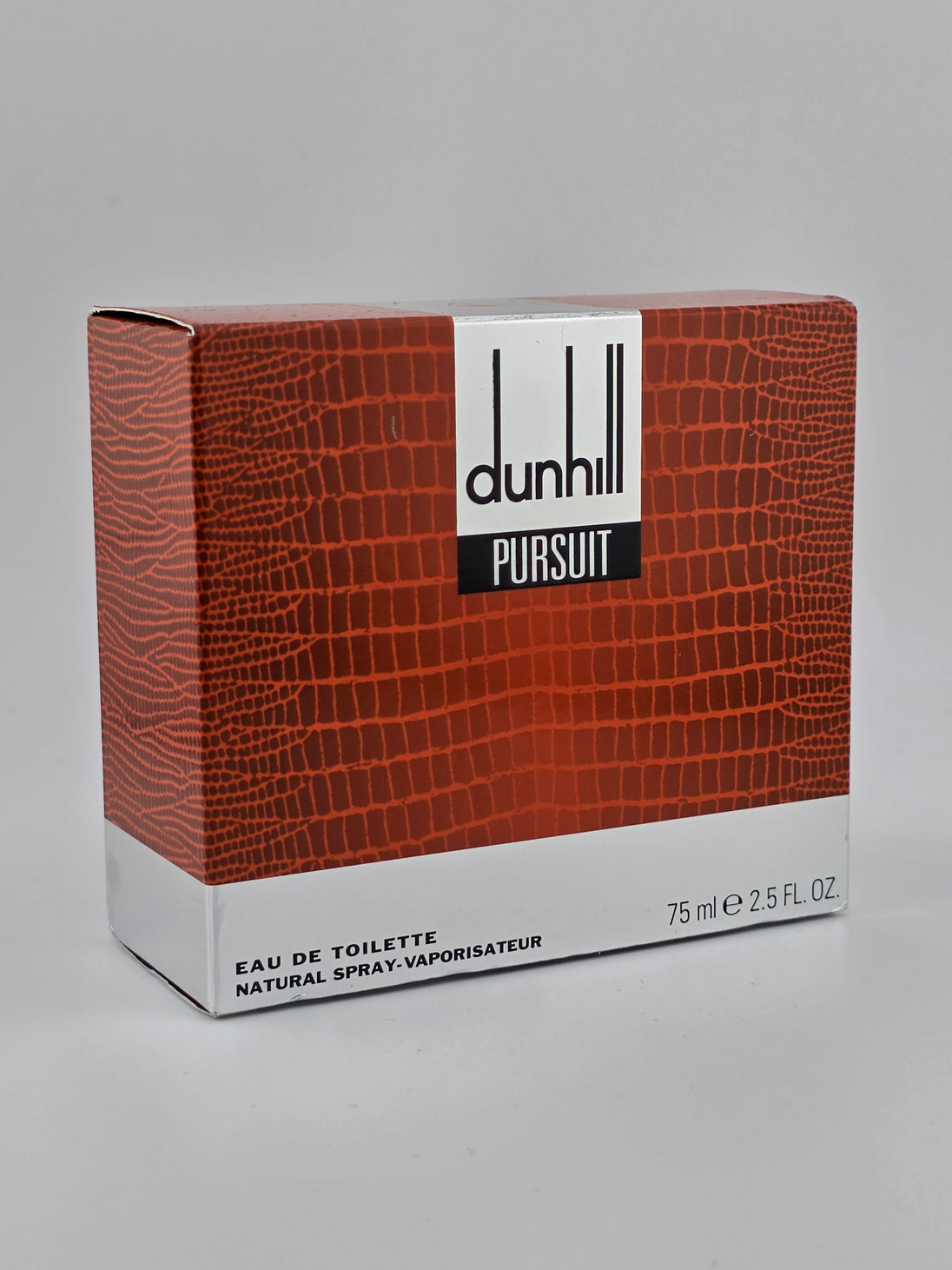 Dunhill Pursuit Eau de Toilette 75ml, Vintage Herrenparfum in brauner Schlangenlederoptik-Verpackung
