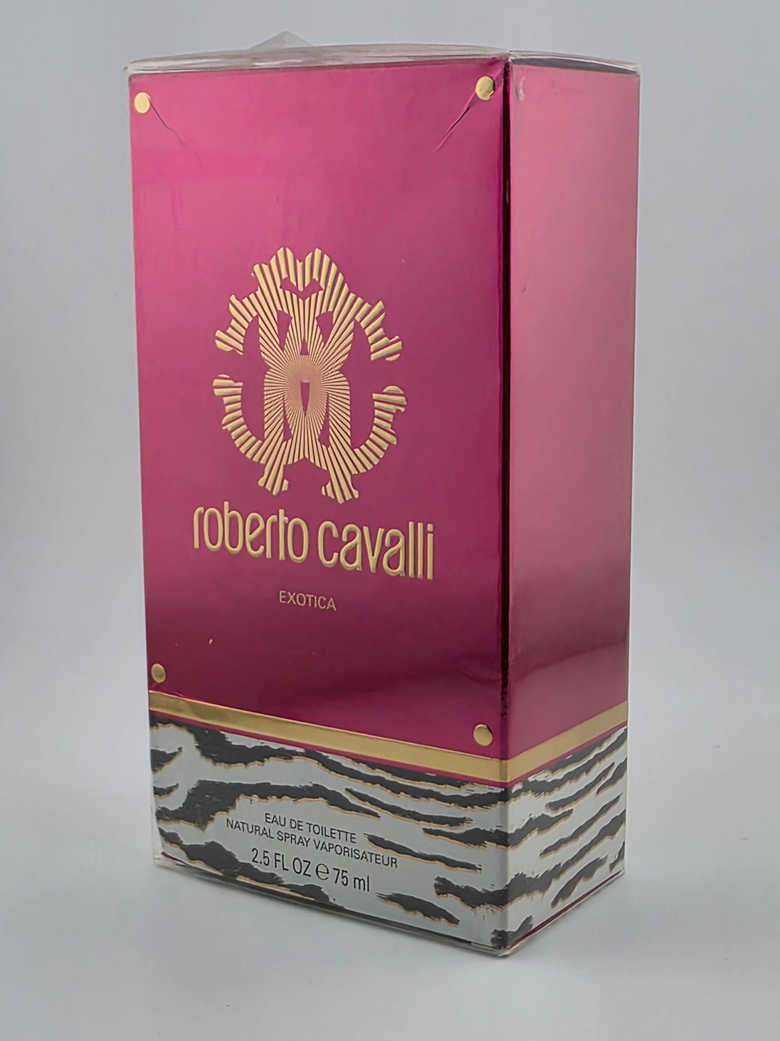 Roberto Cavalli Exotica Eau de Toilette 75ml, Vintage Rarität in pink-goldener Verpackung mit Zebra-Muster