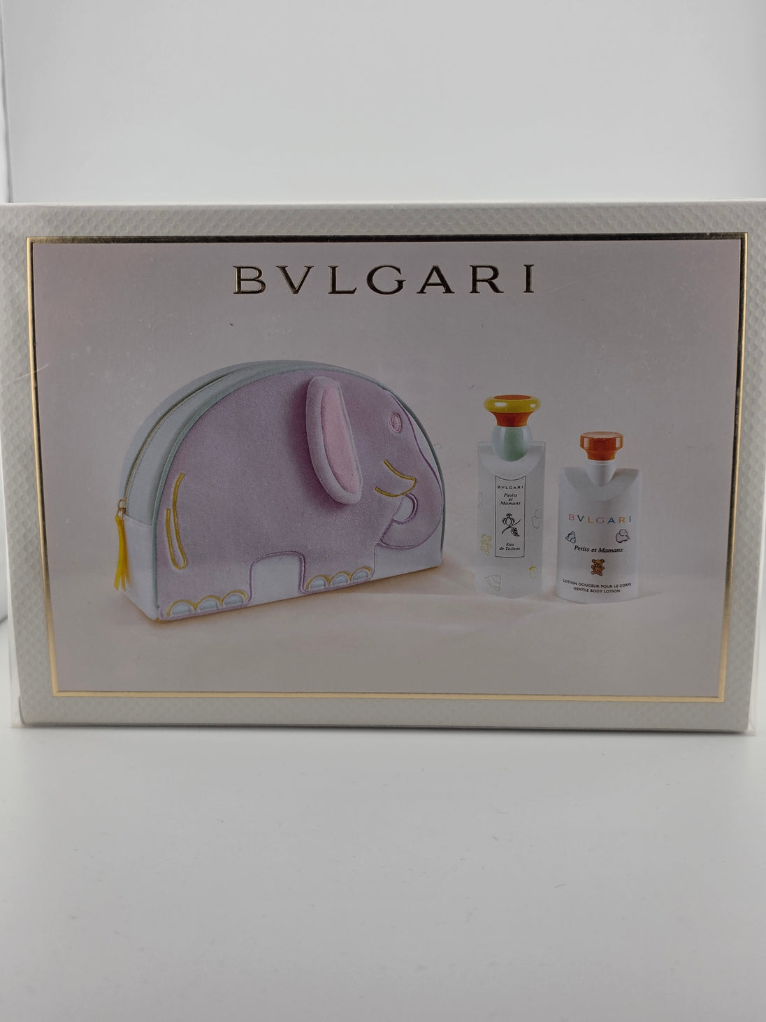 BVLGARI Petits et Mamans Geschenkset mit Eau de Toilette, Body Lotion & Elefanten-Tasche, Rarität