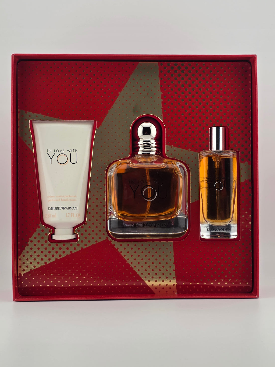Emporio Armani In Love With You Geschenkset: Eau de Parfum 100ml, Miniatur & Handcreme 50ml, limitiert