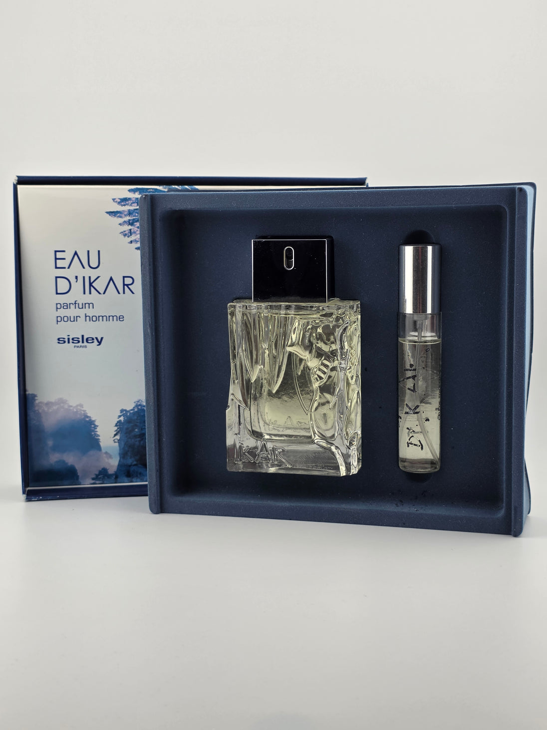 Sisley Eau d'Ikar Parfum für Herren 100ml & Miniatur 10ml, Vintage Rarität in blauer Geschenkbox