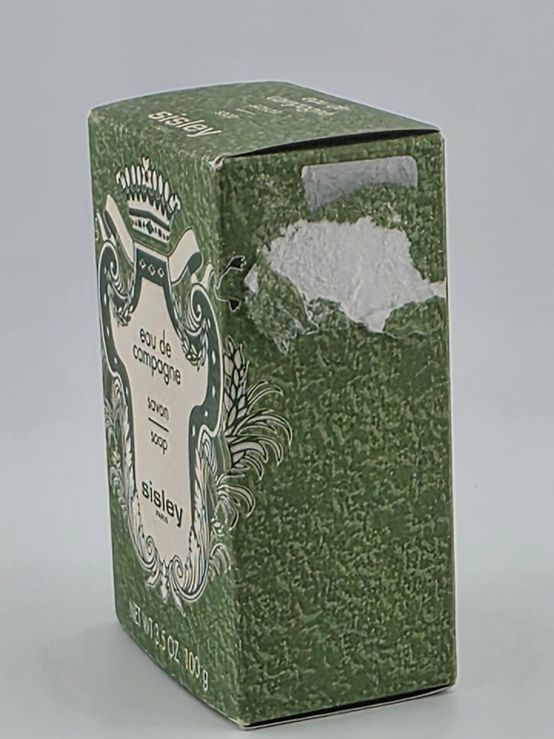 Sisley Eau de Campagne Seife 100g, Vintage-Verpackung, Rarität für Sammler, grüne Box mit Kronendesign